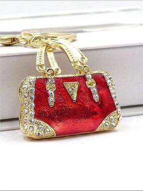 2/$25 Red Crystal Accent Handbag Keychain